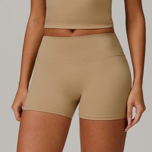 Women's High Waist Yoga Shorts, Seamless High Stretch Workout Fitness Shorts, Nude