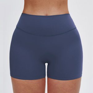 High Waisted Yoga Shorts for Women, Buttery Soft Running Gym Shorts, Navy Blue