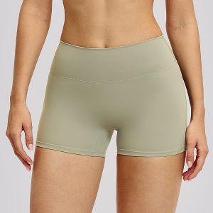Womens High Waist Yoga Shorts, Soft Comfy Athletic Running Shorts, Sage Green