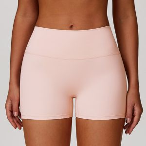 High Waisted Yoga Shorts, Buttery Soft Fitness Running Shorts, Nude Pink